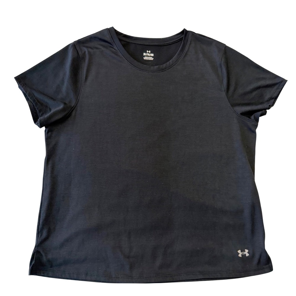 Under Armour Athletic Tee Black Short Sleeve HeatGear Performance Shirt XL